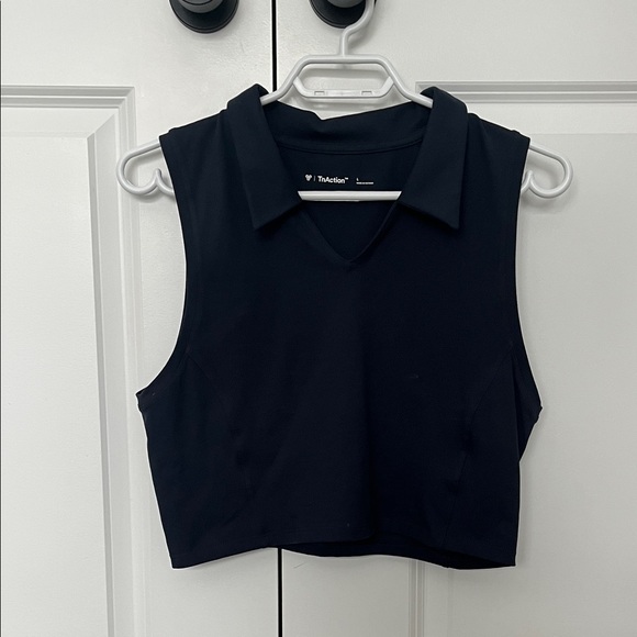 Aritzia TNA Outlast V-neck Polo Cropped Tank Top in Dark Navy - Picture 7 of 8